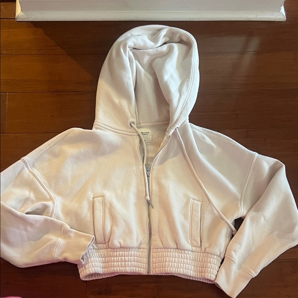 Abercrombie & Fitch Soft A&F Collection Cream Zip Hoodie